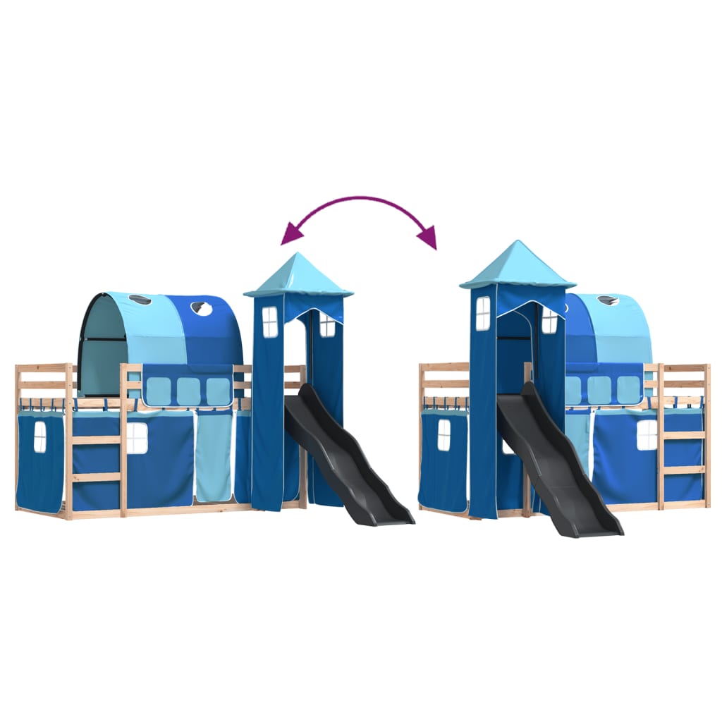 Lit superposé sans matelas avec toboggan et rideaux 80x200 cm - XIOS