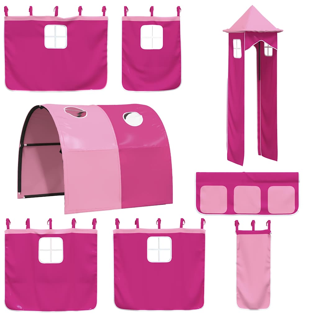 Lit superposé sans matelas avec toboggan et rideaux 80x200 cm - XIOS