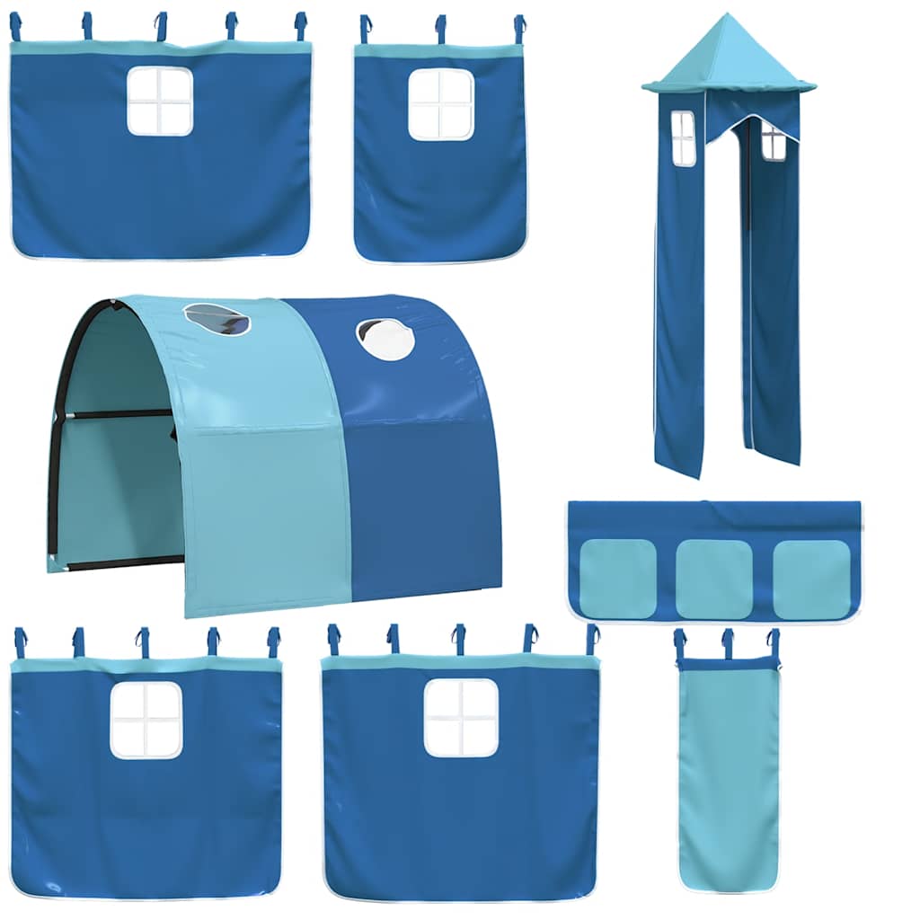 Lit superposé sans matelas avec toboggan et rideaux 90x190 cm - XIOS