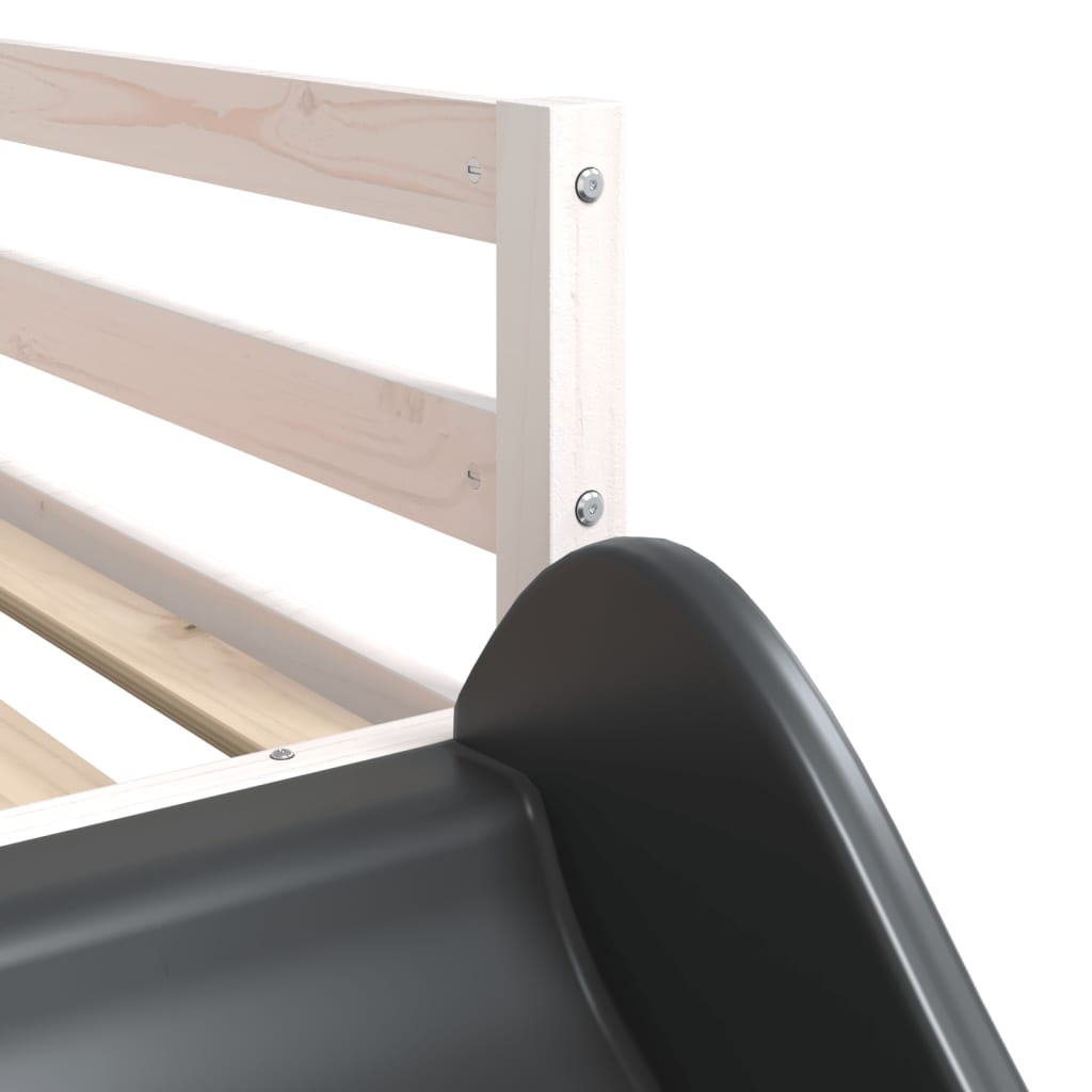 Lit superposé sans matelas avec toboggan et rideaux 90x200 cm