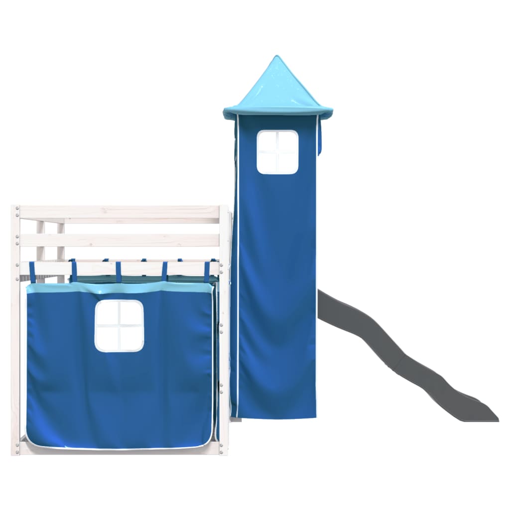 Lit superposé sans matelas avec toboggan et rideaux 90x200 cm - XIOS