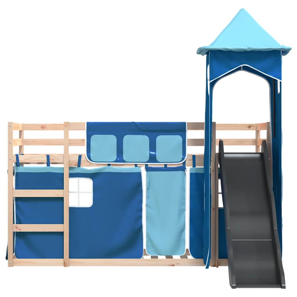 Lit superposé sans matelas avec toboggan et rideaux 80x200 cm - XIOS