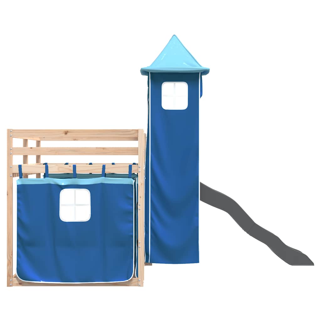 Lit superposé sans matelas avec toboggan et rideaux 80x200 cm - XIOS