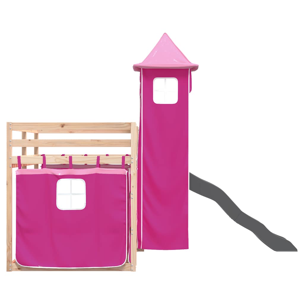 Lit superposé sans matelas avec toboggan et rideaux 80x200 cm - XIOS