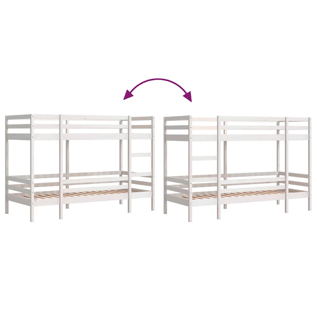 Lit superposé sans matelas blanc 80x200 cm bois de pin massif - XIOS