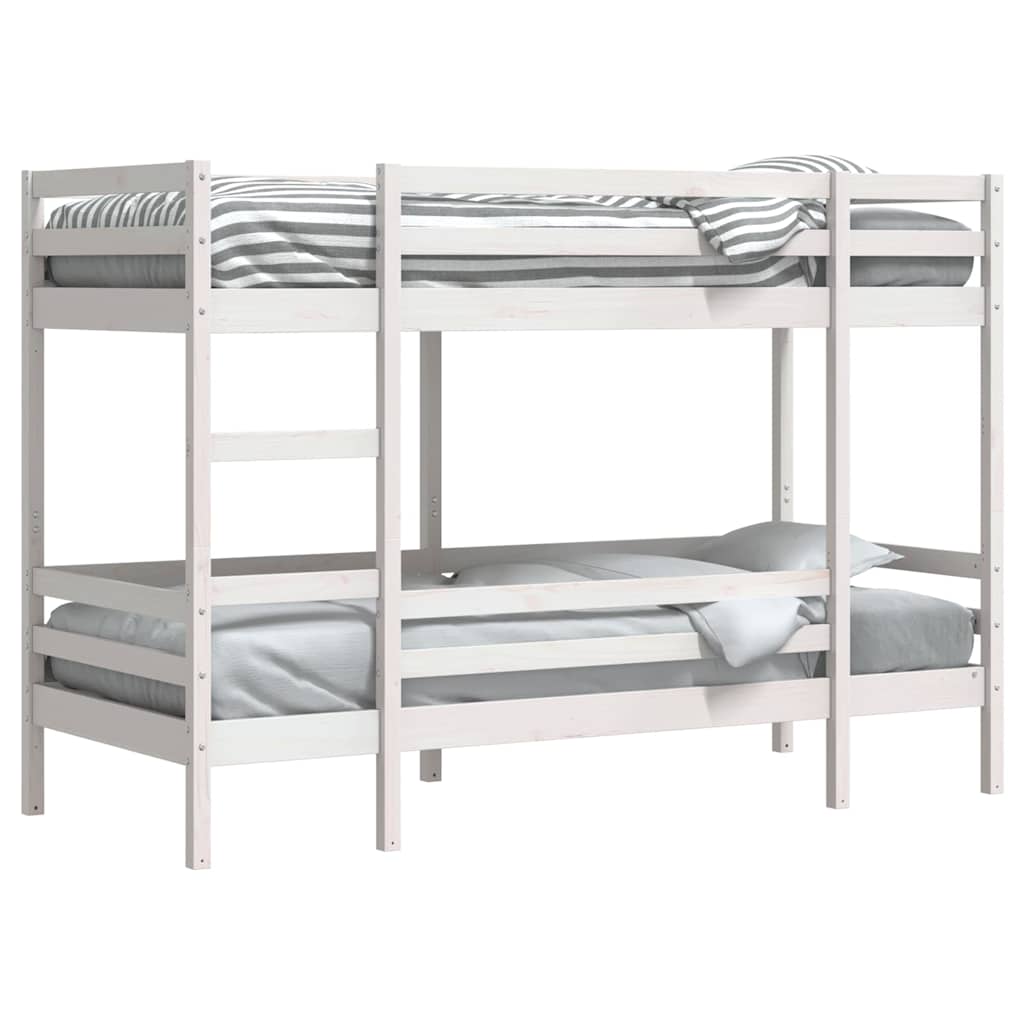 Lit superposé sans matelas blanc 90x200 cm bois de pin massif - XIOS
