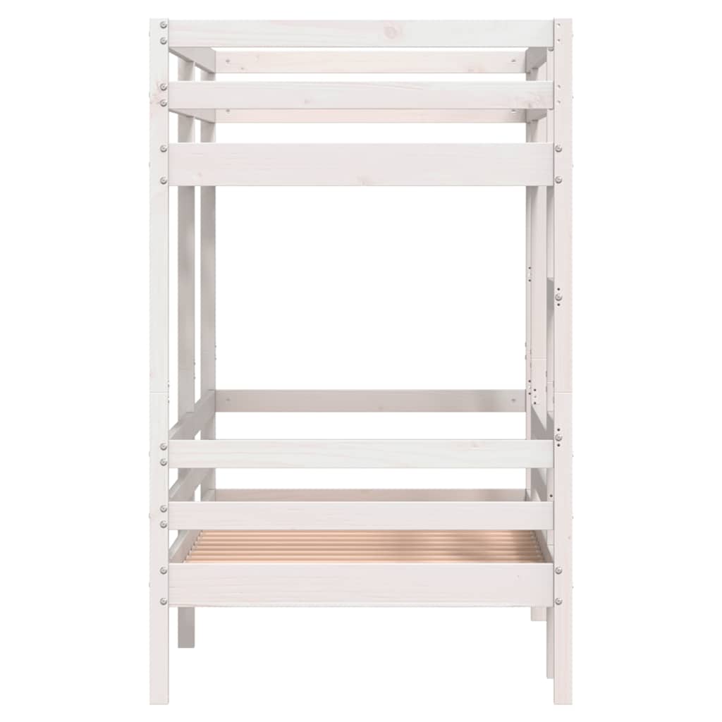 Lit superposé sans matelas blanc 90x200 cm bois de pin massif - XIOS