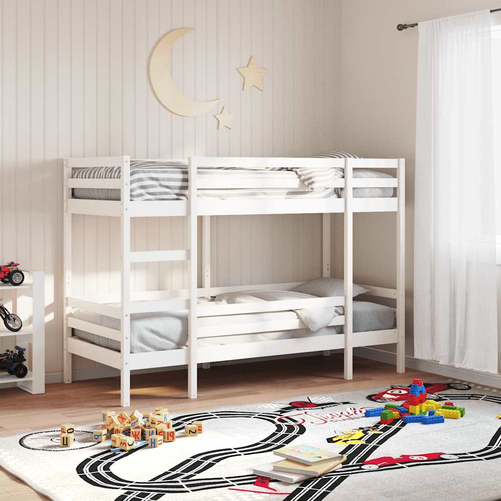 Lit superposé sans matelas blanc 90x200 cm bois de pin massif - XIOS
