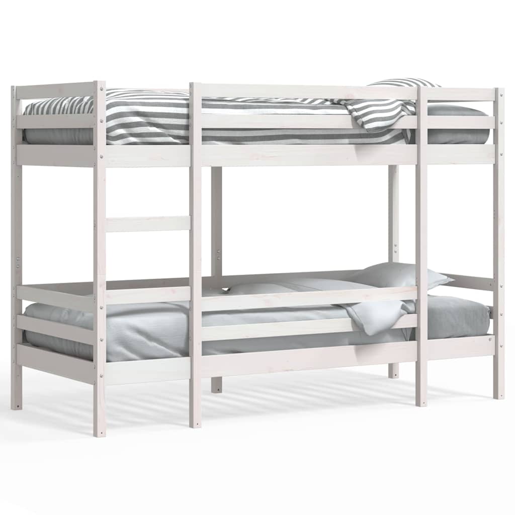 Lit superposé sans matelas blanc 90x190 cm bois de pin massif - XIOS