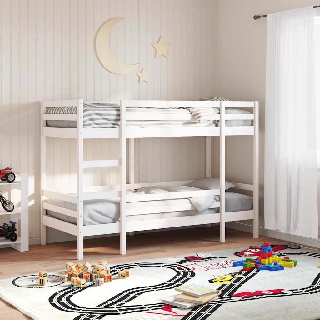 Lit superposé sans matelas blanc 90x190 cm bois de pin massif - XIOS