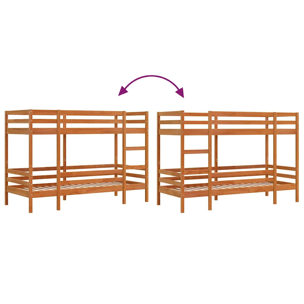 Lit superposé sans matelas cire marron 90x190 cm pin massif - XIOS
