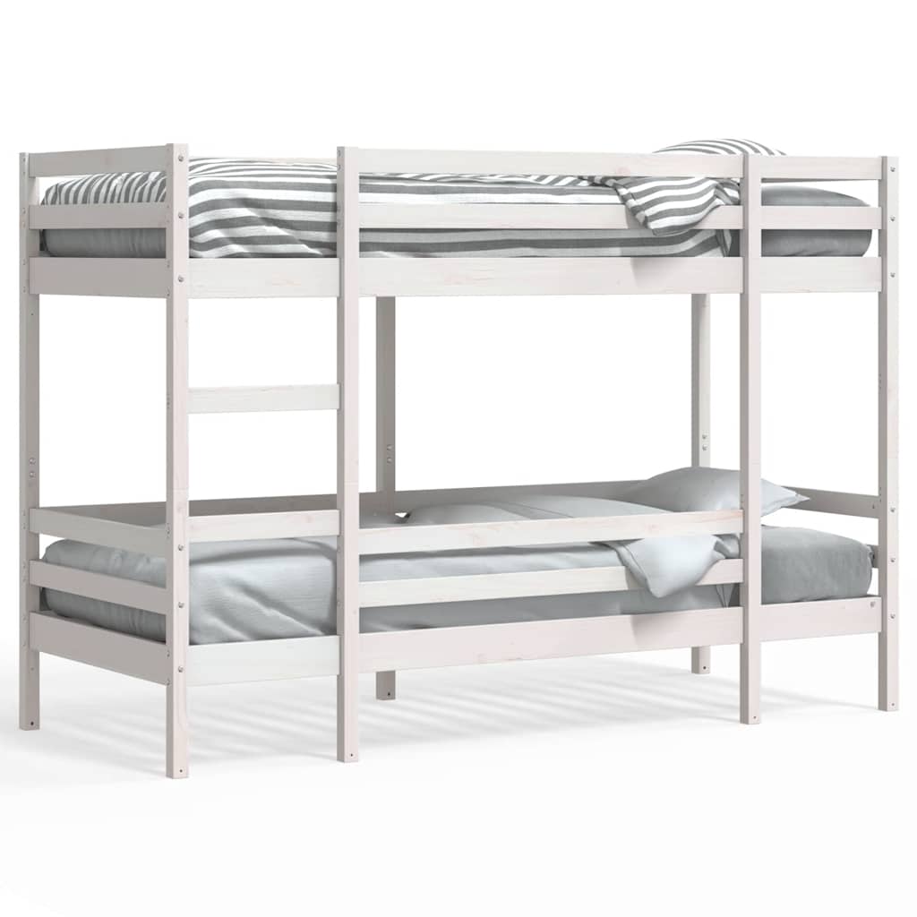 Lit superposé sans matelas blanc 75x190 cm bois de pin massif - XIOS