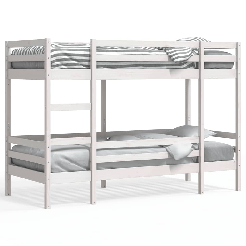 Lit superposé sans matelas blanc 75x190 cm bois de pin massif - XIOS