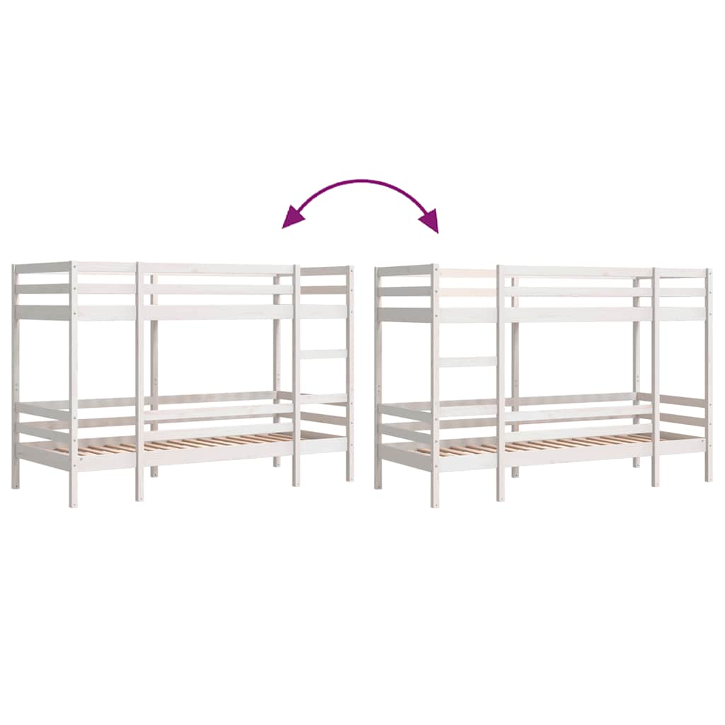 Lit superposé sans matelas blanc 75x190 cm bois de pin massif - XIOS