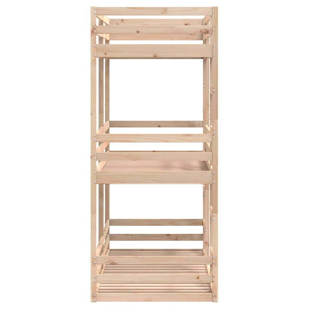 Lit superposé triple sans matelas 80x200 cm bois de pin massif - XIOS