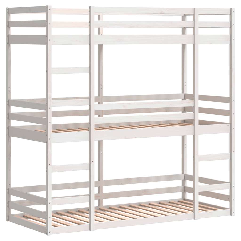 Lit superposé triple sans matelas 90x200 cm bois de pin massif - XIOS