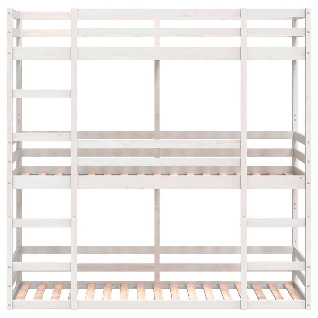 Lit superposé triple sans matelas 90x200 cm bois de pin massif - XIOS