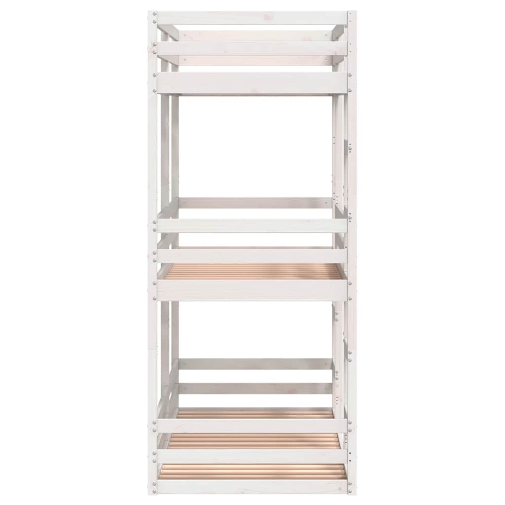 Lit superposé triple sans matelas 90x200 cm bois de pin massif - XIOS