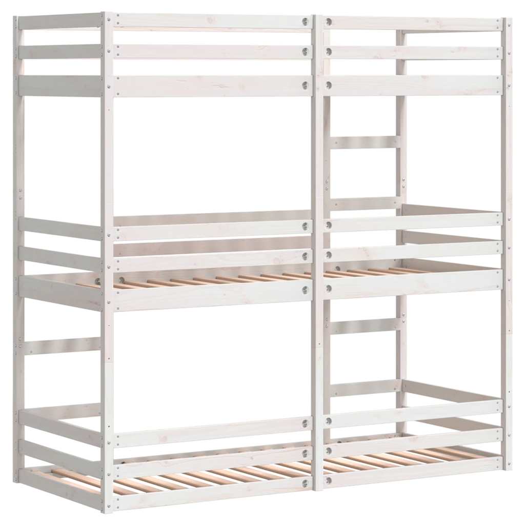 Lit superposé triple sans matelas 90x200 cm bois de pin massif - XIOS