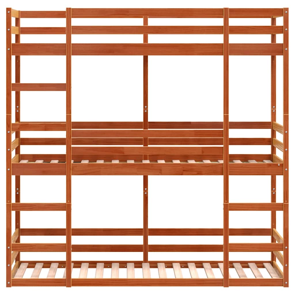 Lit superposé triple sans matelas 90x200 cm bois de pin massif - XIOS