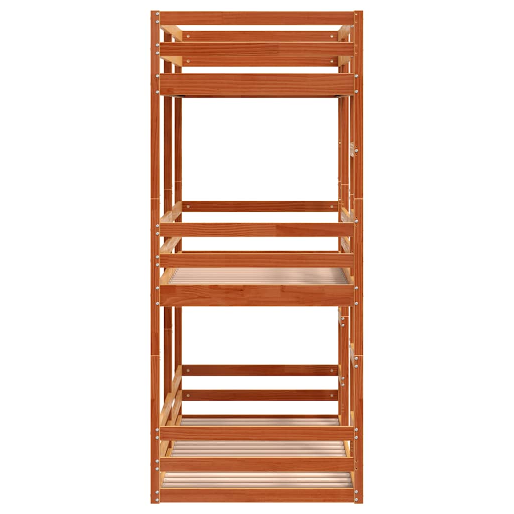 Lit superposé triple sans matelas 90x200 cm bois de pin massif - XIOS