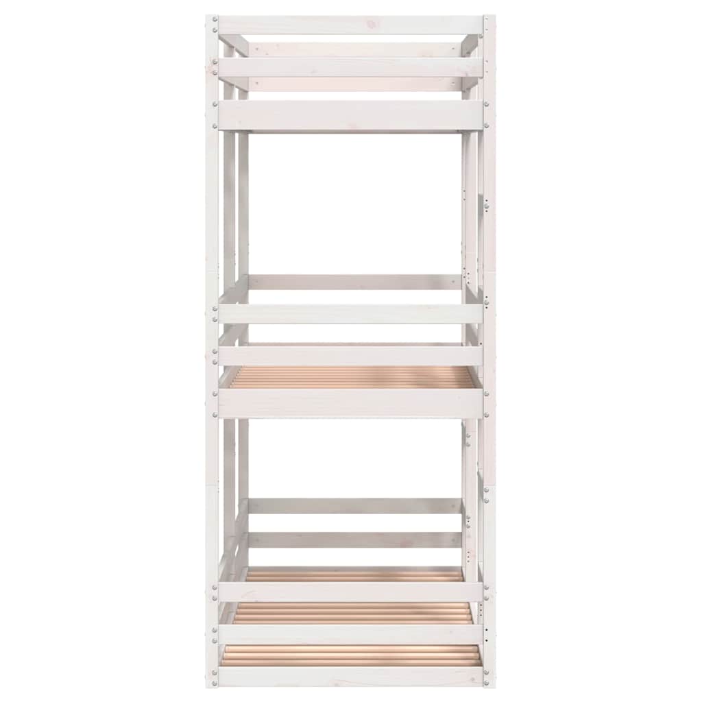 Lit superposé triple sans matelas 90x190 cm bois de pin massif - XIOS