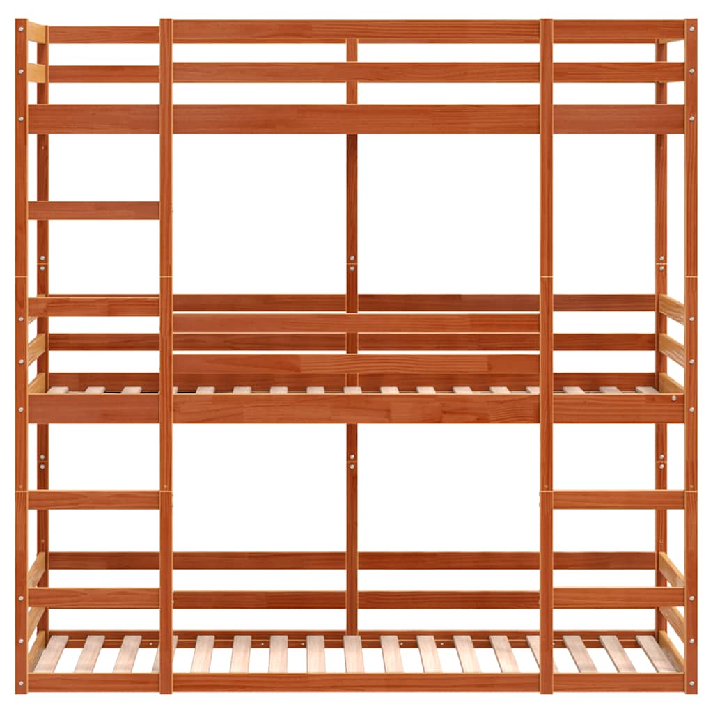 Lit superposé triple sans matelas 90x190 cm bois de pin massif - XIOS