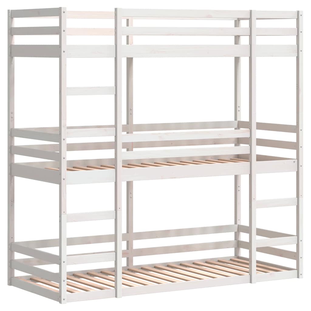 Lit superposé triple sans matelas 75x190 cm bois de pin massif - XIOS