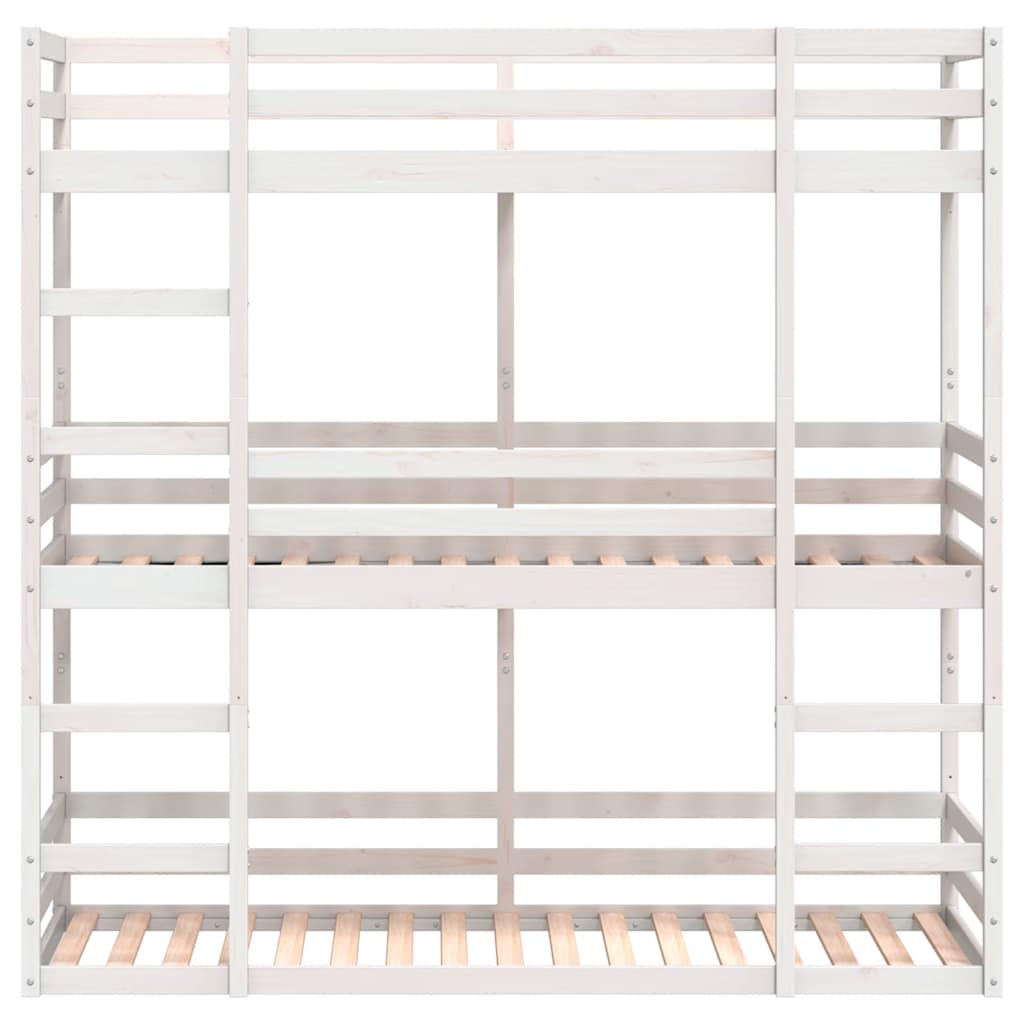 Lit superposé triple sans matelas 75x190 cm bois de pin massif - XIOS
