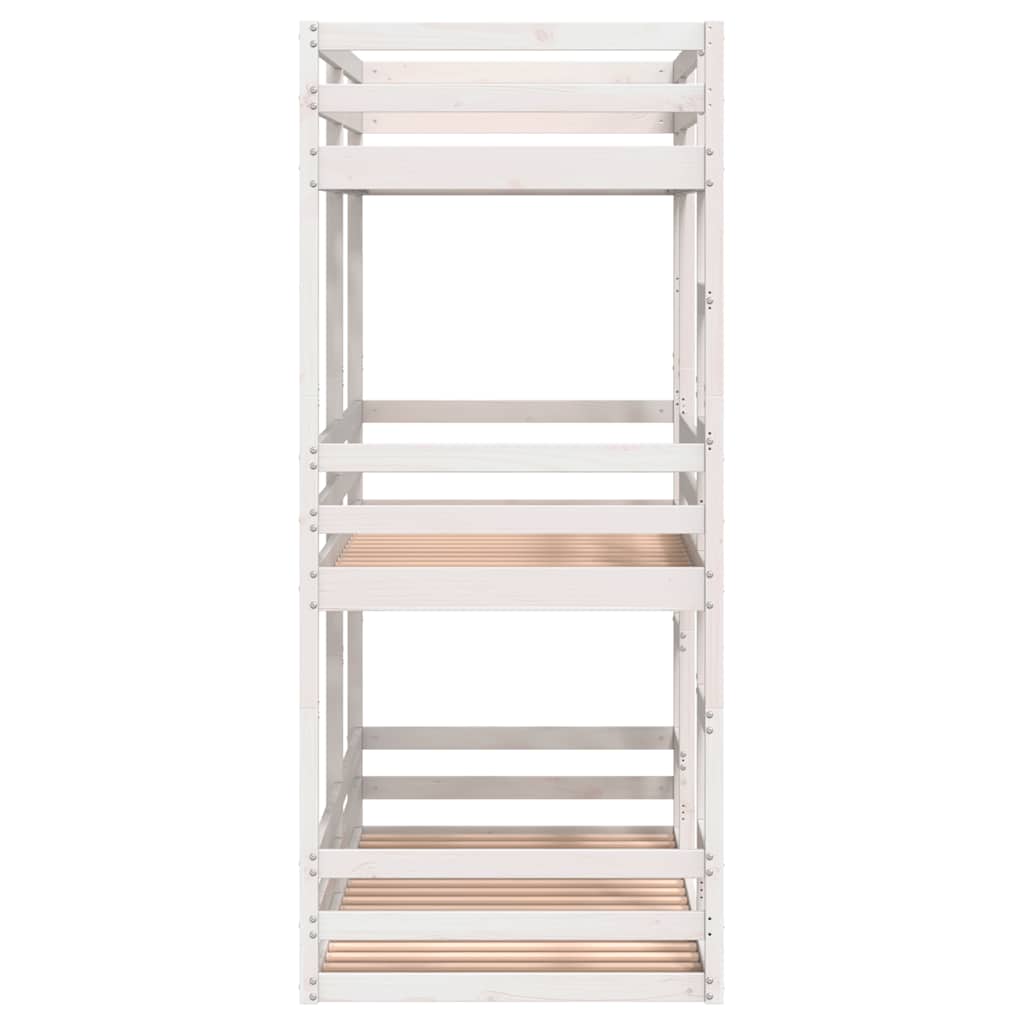 Lit superposé triple sans matelas 75x190 cm bois de pin massif - XIOS