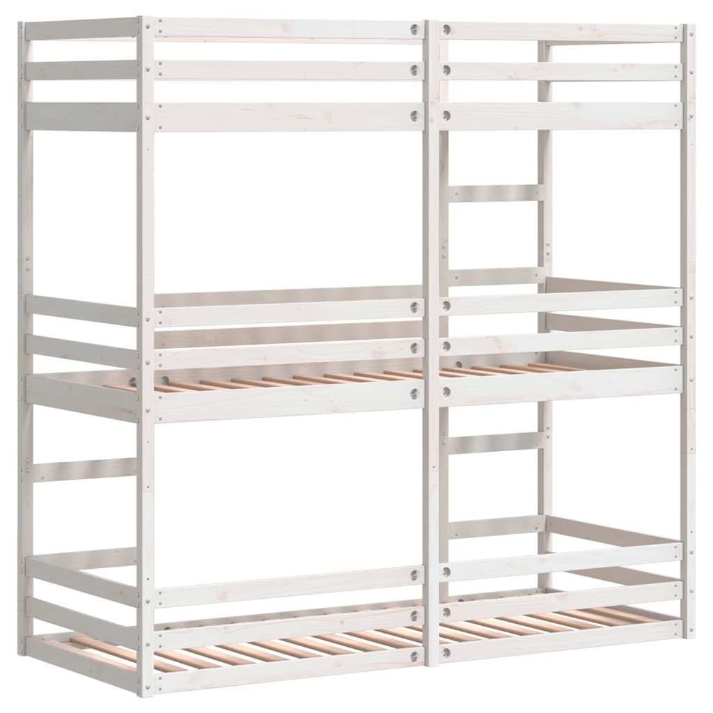 Lit superposé triple sans matelas 75x190 cm bois de pin massif - XIOS