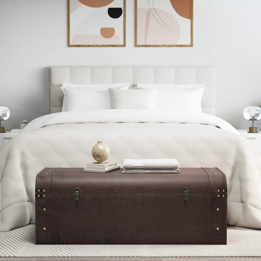 Coffre à trésors avec loquets marron foncé contreplaqué - XIOS