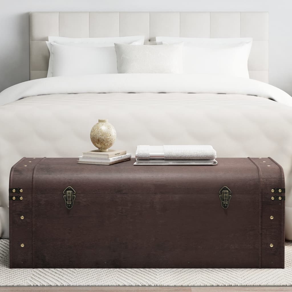 Coffre à trésors avec loquets marron foncé contreplaqué - XIOS