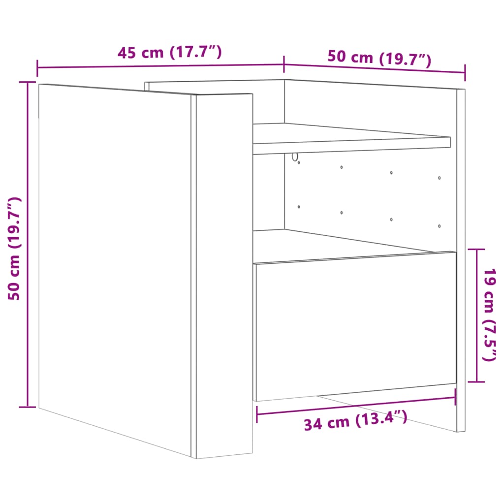 Table de chevet blanc 45x50x50 cm bois d’ingénierie - XIOS