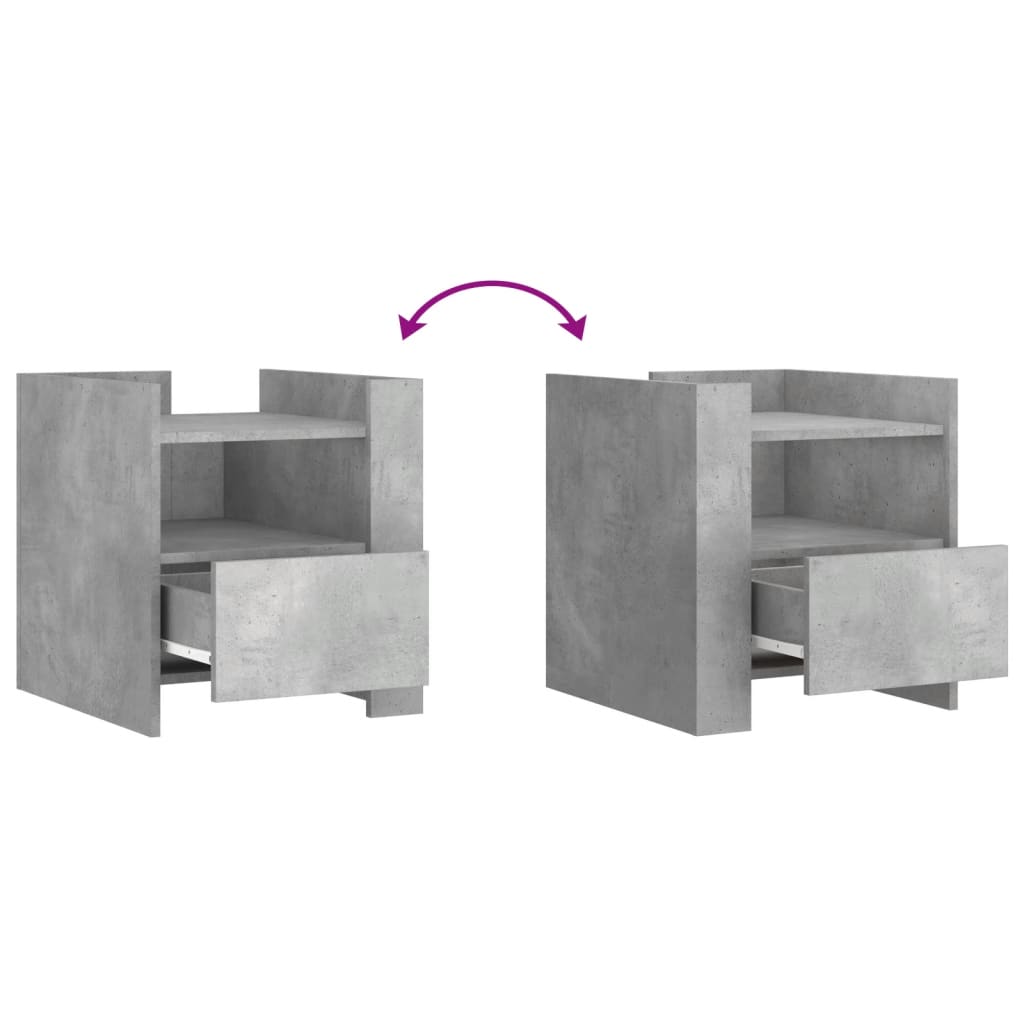 Table de chevet gris béton 45x50x50 cm bois d’ingénierie - XIOS