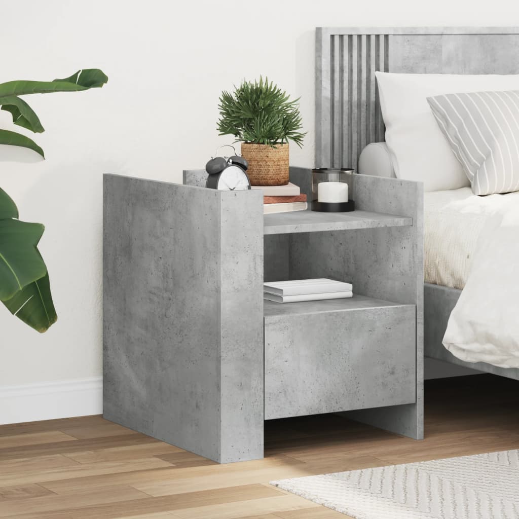 Table de chevet gris béton 45x50x50 cm bois d’ingénierie - XIOS