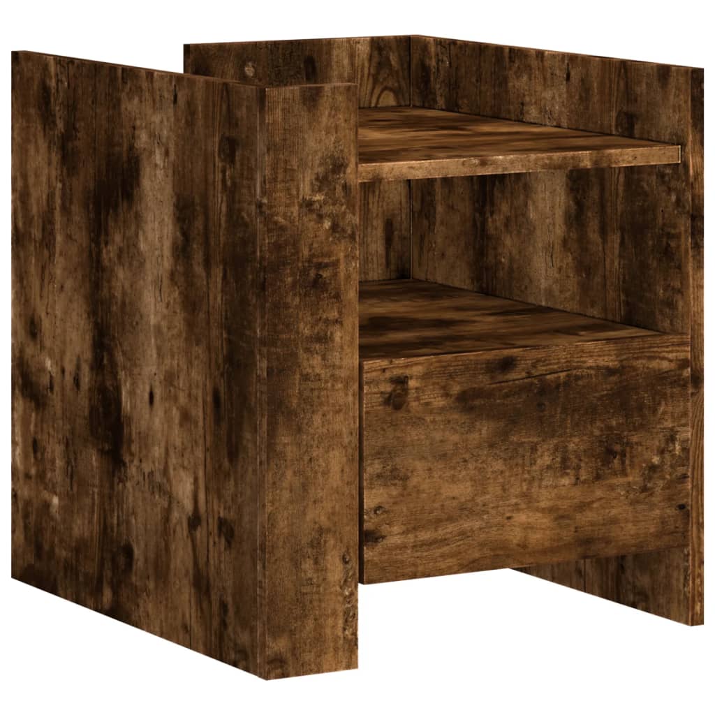 Table de chevet chêne fumé 45x50x50 cm bois d'ingénierie - XIOS