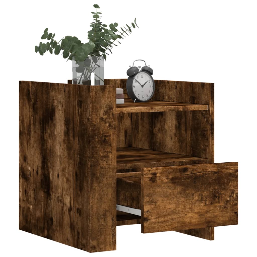 Table de chevet chêne fumé 45x50x50 cm bois d'ingénierie - XIOS
