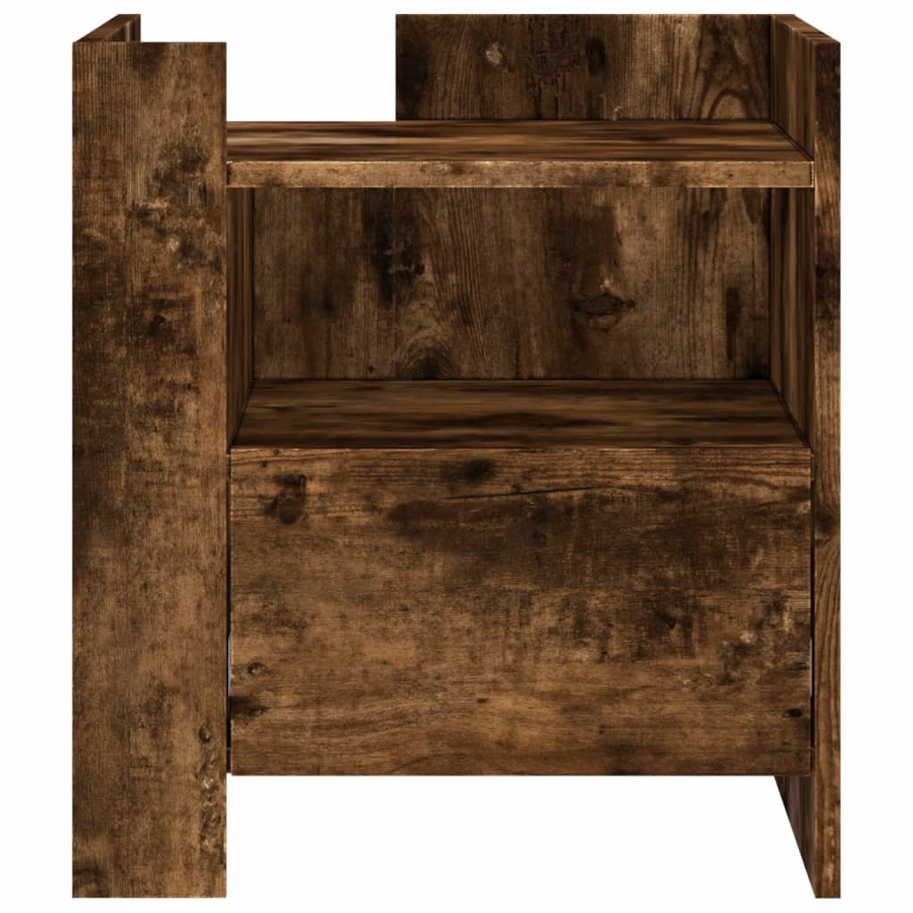 Table de chevet chêne fumé 45x50x50 cm bois d'ingénierie - XIOS