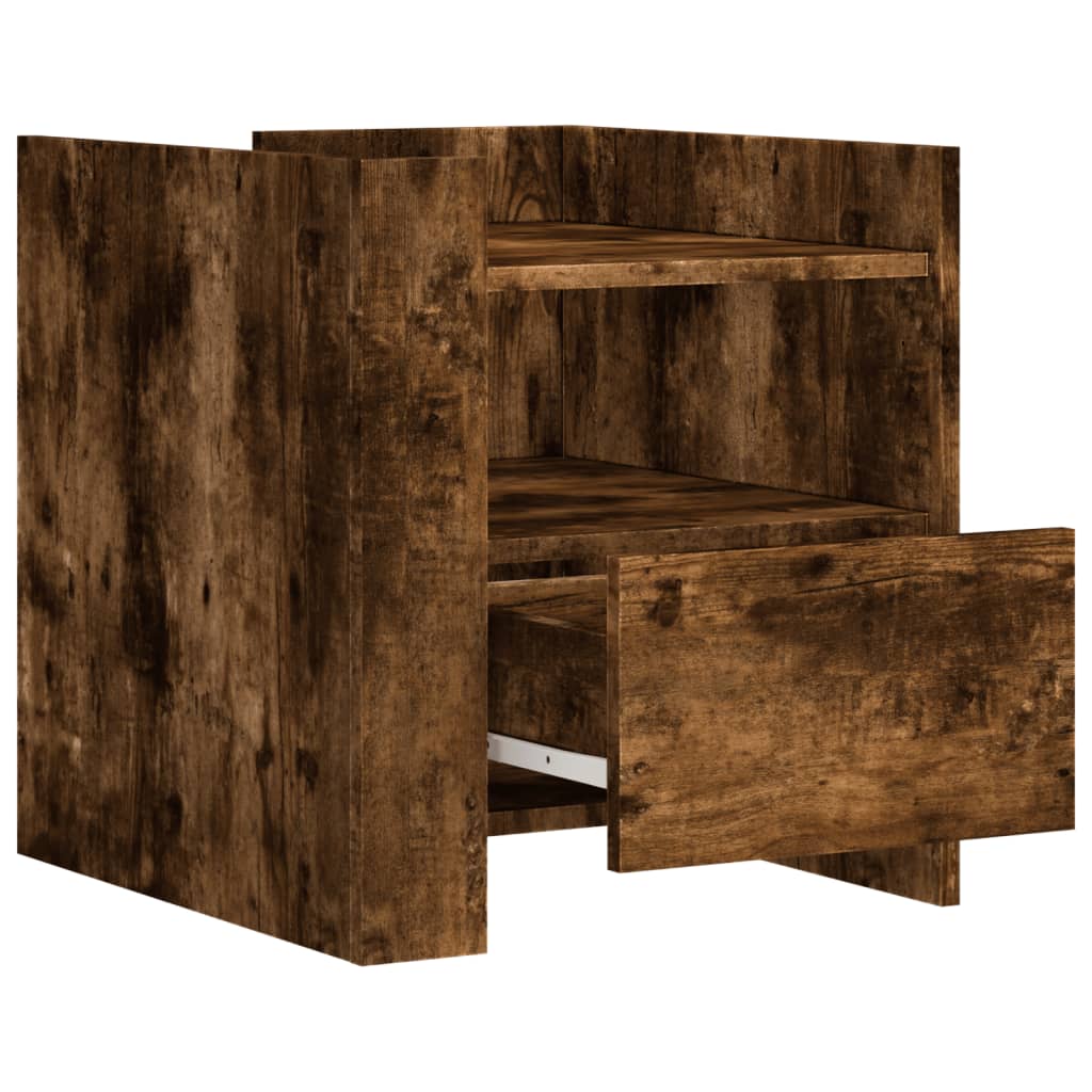 Table de chevet chêne fumé 45x50x50 cm bois d'ingénierie - XIOS