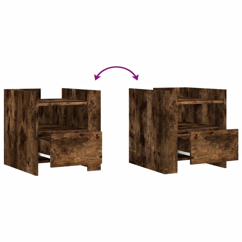 Table de chevet chêne fumé 45x50x50 cm bois d'ingénierie - XIOS