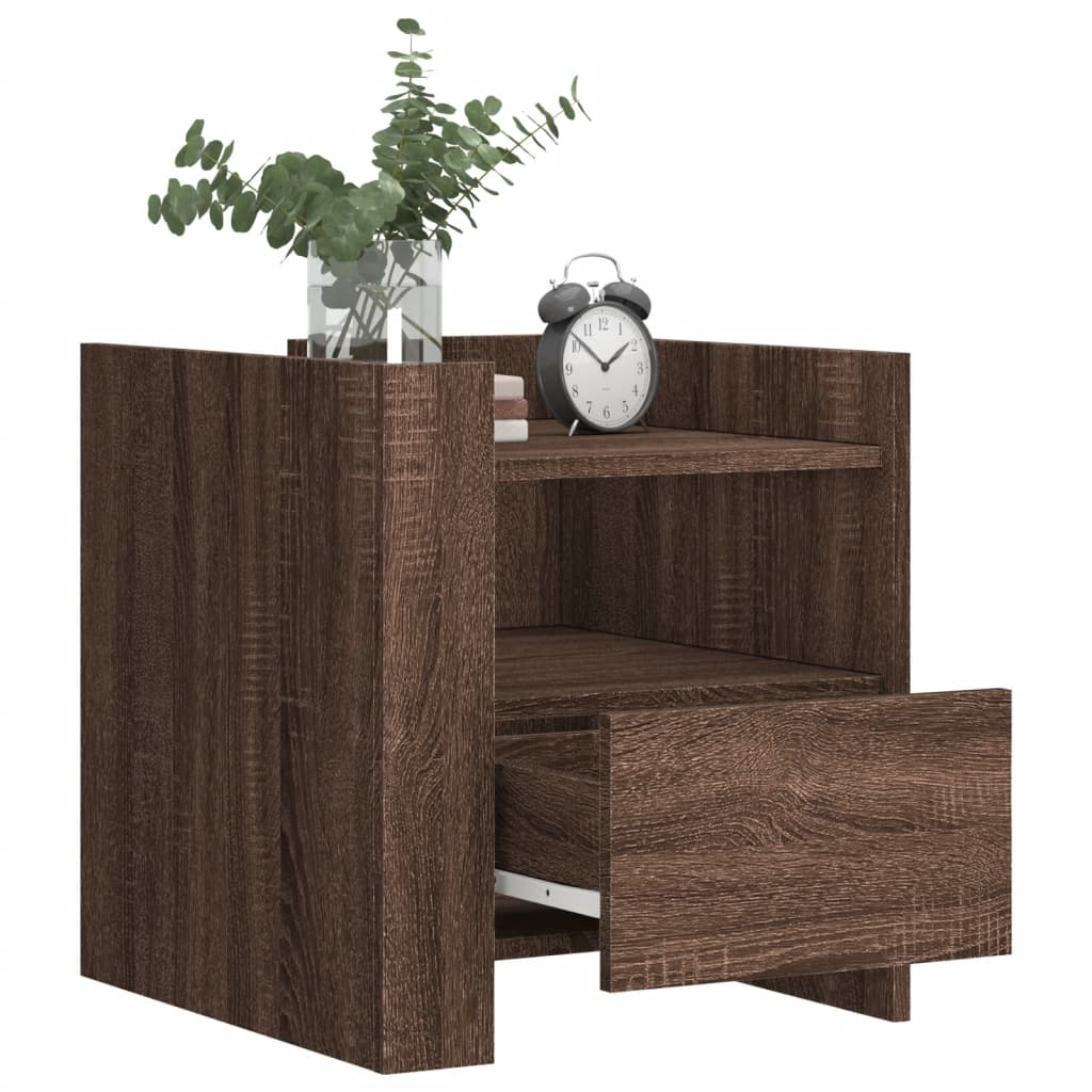 Table de chevet chêne marron 45x50x50 cm bois d’ingénierie - XIOS