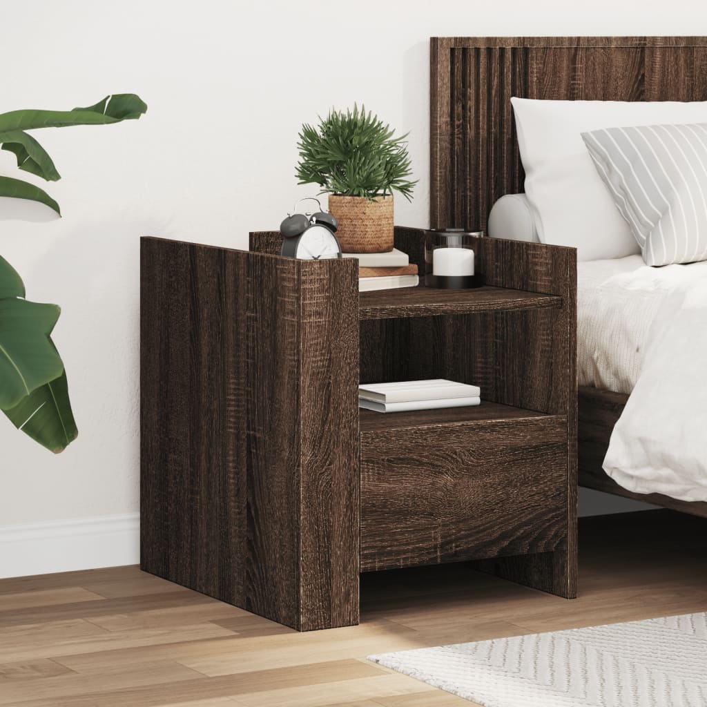 Table de chevet chêne marron 45x50x50 cm bois d’ingénierie - XIOS