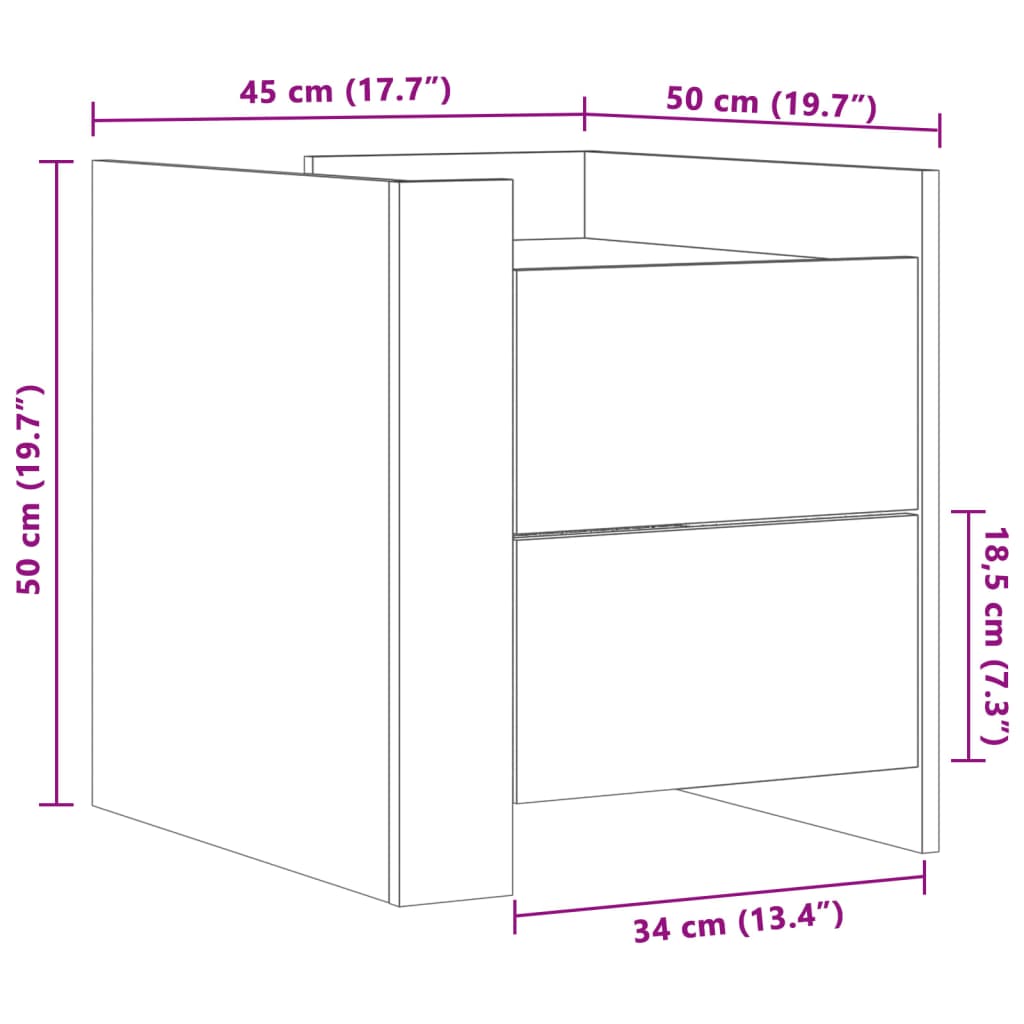 Table de chevet chêne sonoma 45x50x50 cm bois d’ingénierie - XIOS