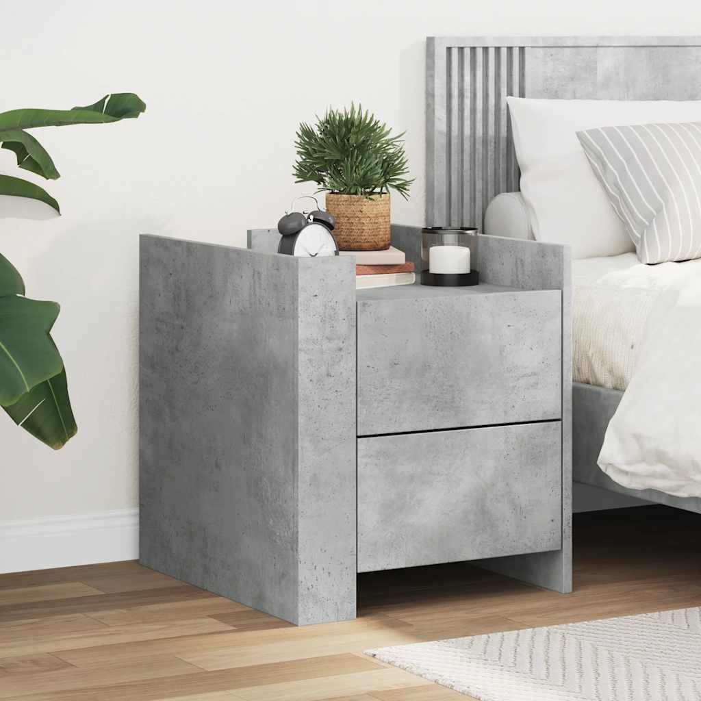 Table de chevet gris béton 45x50x50 cm bois d'ingénierie - XIOS