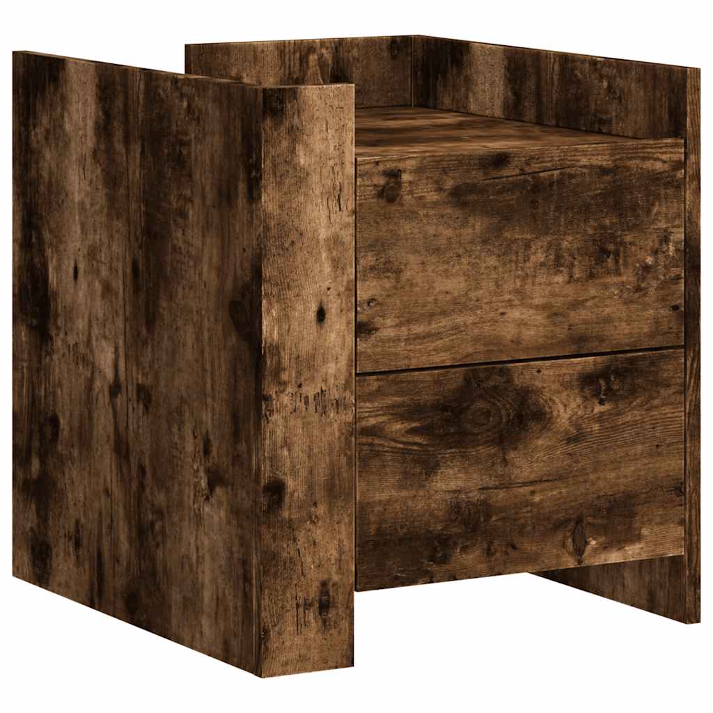 Table de chevet chêne fumé 45x50x50 cm bois d'ingénierie - XIOS