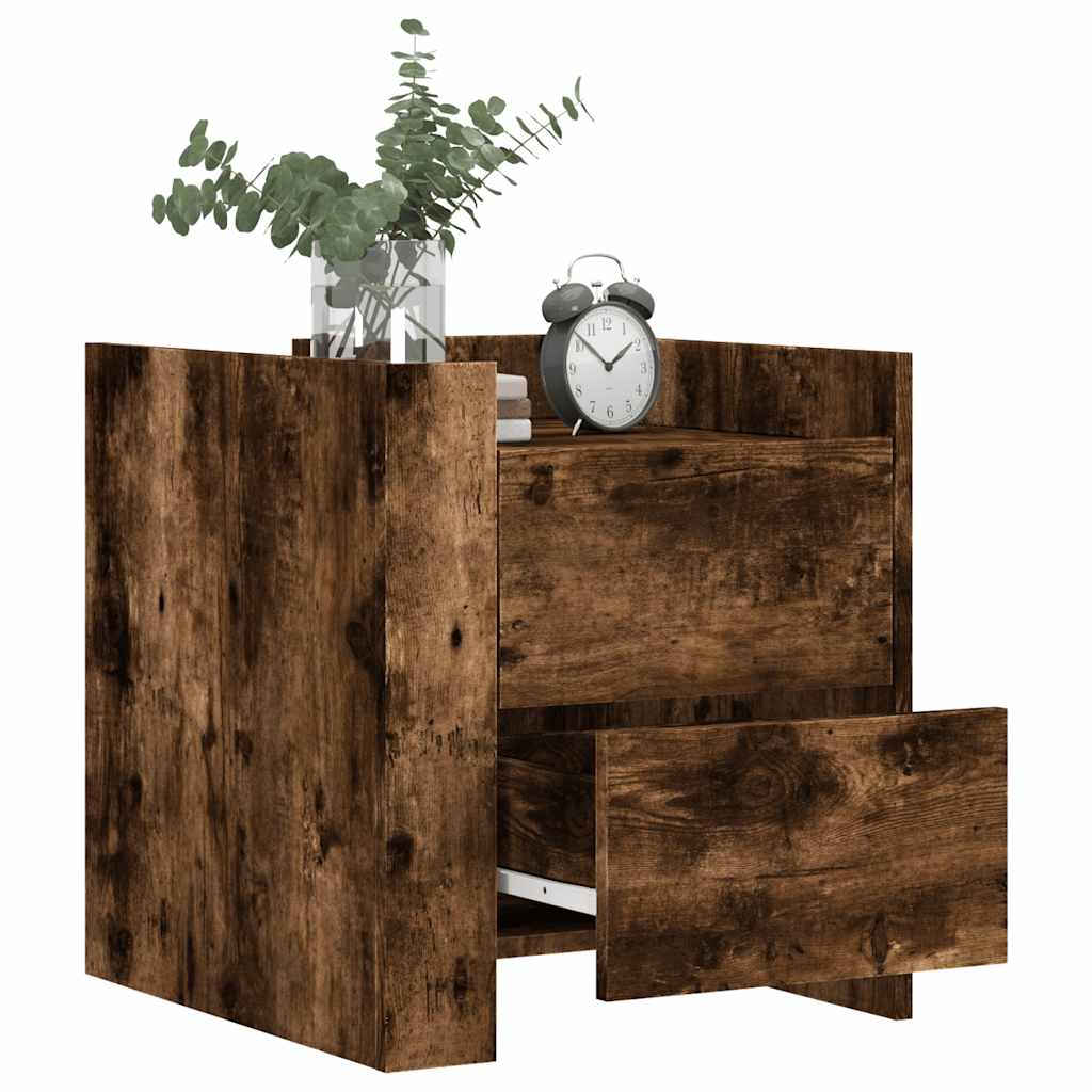 Table de chevet chêne fumé 45x50x50 cm bois d'ingénierie - XIOS