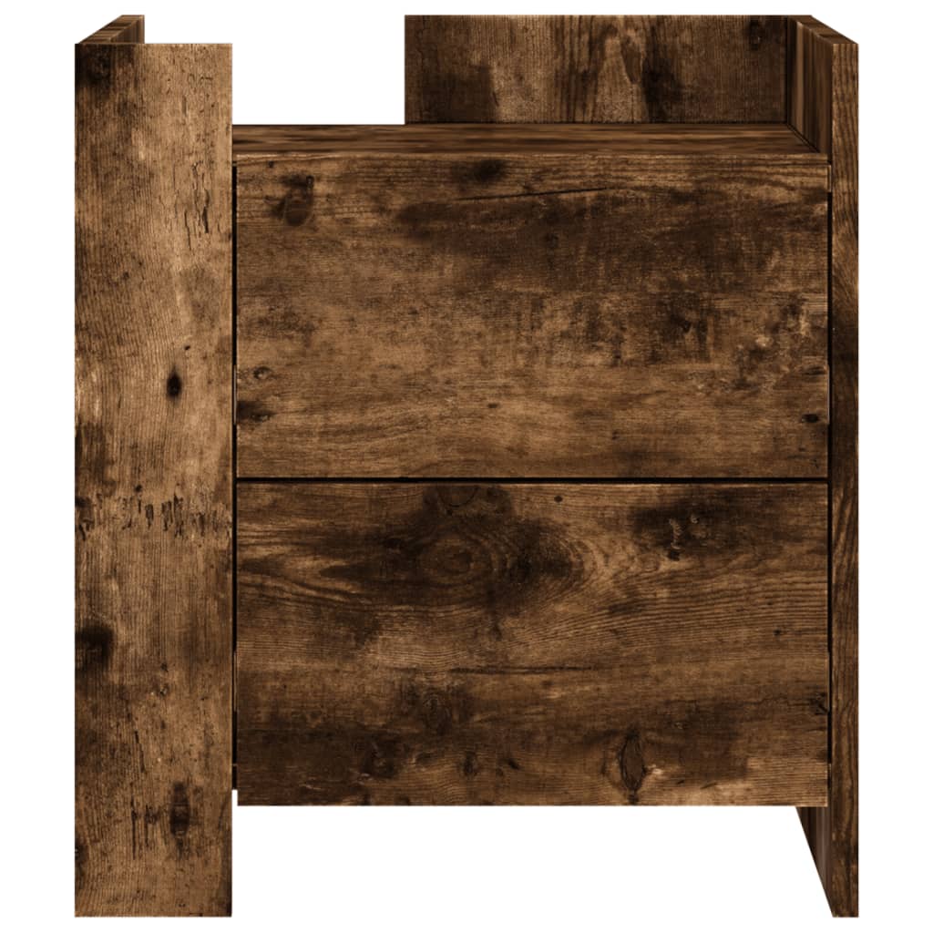 Table de chevet chêne fumé 45x50x50 cm bois d'ingénierie - XIOS