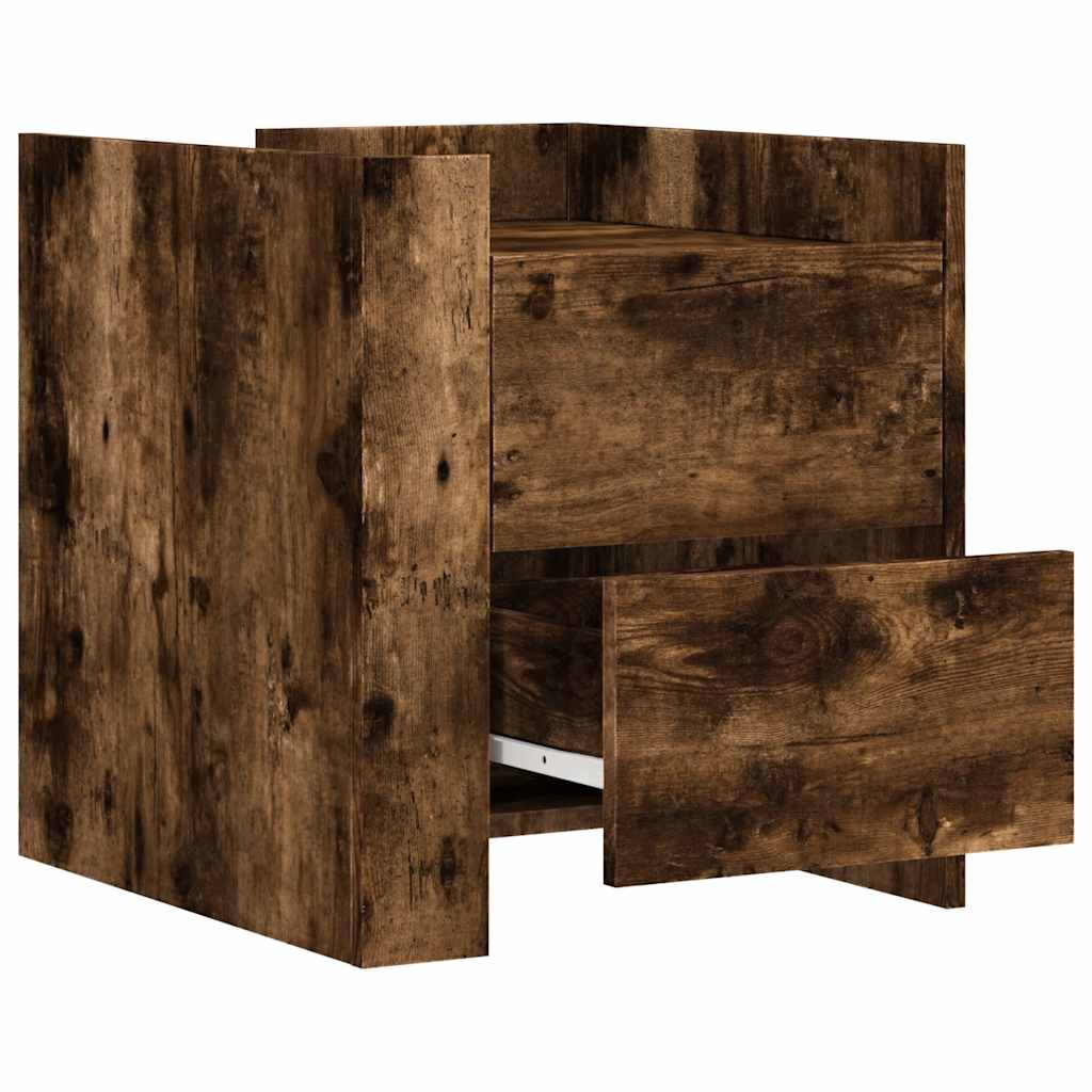 Table de chevet chêne fumé 45x50x50 cm bois d'ingénierie - XIOS
