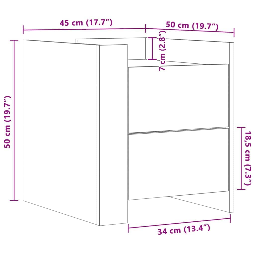 Table de chevet sonoma gris 45x50x50 cm bois d'ingénierie - XIOS